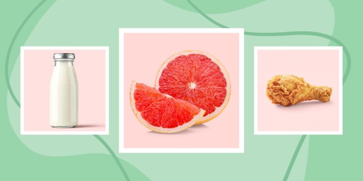Milk, grapefruit, fried chicken